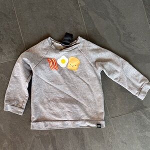 Size 5/6 years Children's Gray Sweatshirt with Breakfast Motif